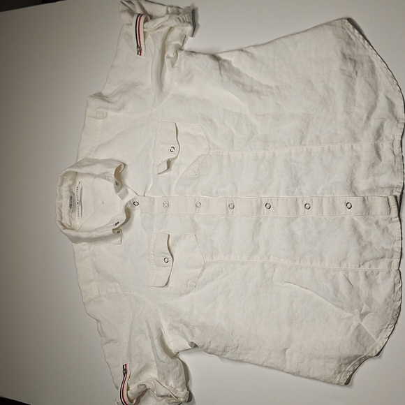 Tommy Hilfiger Women  100% Linen Button down Shirt Size 1X - Picture 1 of 10